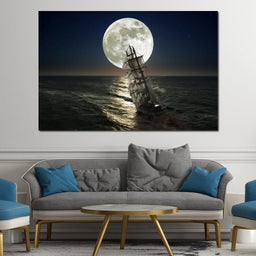 Sailing Under the Giant Moon - NicheCanvas