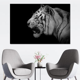 Black and White Tiger Profile - NicheCanvas