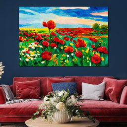 Field of Red Poppies - NicheCanvas