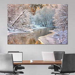 Winter River Landscape - NicheCanvas