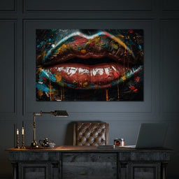 Sensual Womens Lips Graffiti - NicheCanvas