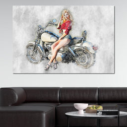  Girl Motorcycle - Mateo - NicheCanvas