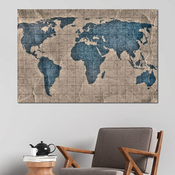 Blue Lands World Map - NicheCanvas