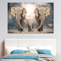 Elephant Family Under the Sun - NicheCanvas