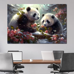 Winter Pandas - Neal Hackett - NicheCanvas