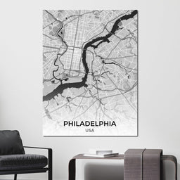Map of Philadelphia, USA - NicheCanvas