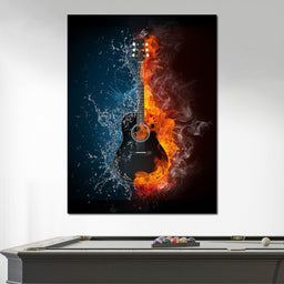 Fire & Water Guitar - NicheCanvas