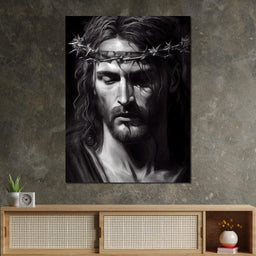 Black & White Jesus Portrait - Neal Hackett - NicheCanvas