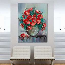 Vase with Poppies - NicheCanvas