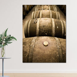 Rusted Wine Barrels - NicheCanvas