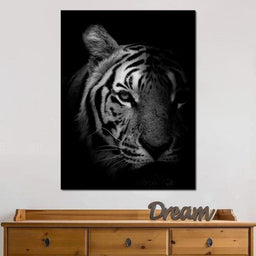 Black and White Fading Tiger - NicheCanvas