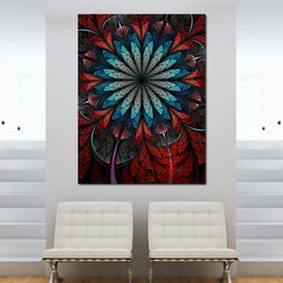  Red Shade Fractal Flower - NicheCanvas