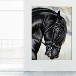 Black Friesian Horse - NicheCanvas