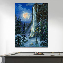 Moonlight Waterfall - Frank Kecskes - NicheCanvas