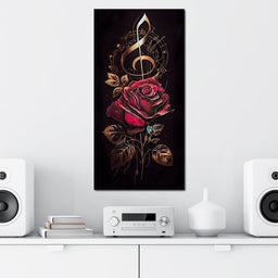 Red Rose & Musical Notes - NicheCanvas