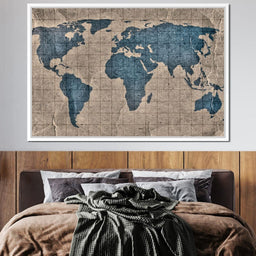 Blue Lands World Map - NicheCanvas