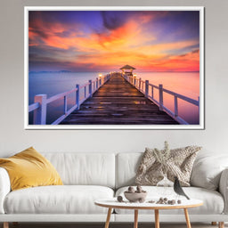 Celebrated Pier Pink Sunset - NicheCanvas