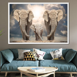 Elephant Family Under the Sun - NicheCanvas
