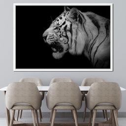 Black and White Tiger Profile - NicheCanvas