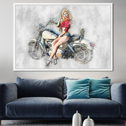  Girl Motorcycle - Mateo - NicheCanvas