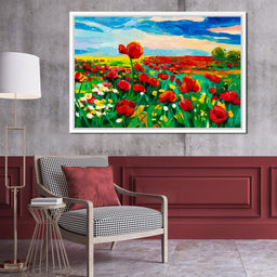 Field of Red Poppies - NicheCanvas