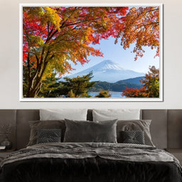 Autumn Trees by Mount Fuji - NicheCanvas
