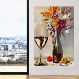 Abstract Wine & Flowers 05 - NicheCanvas