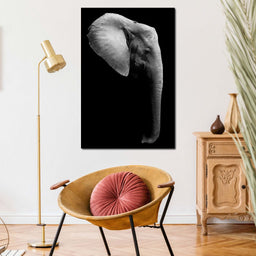 Black and White Elephant Head - NicheCanvas