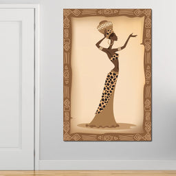 Traditional African Woman With Leopard Dress - NicheCanvas