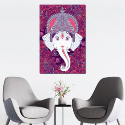 Hindu Lord Ganesha in Pink - NicheCanvas