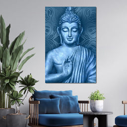 Blue Meditating Buddha - NicheCanvas