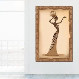 Traditional African Woman With Leopard Dress - NicheCanvas