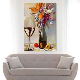 Abstract Wine & Flowers 05 - NicheCanvas