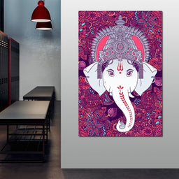 Hindu Lord Ganesha in Pink - NicheCanvas