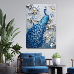 Blue Peacock Flower 1 panel - NicheCanvas
