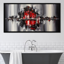 Red Black & Grey Skyline - NicheCanvas