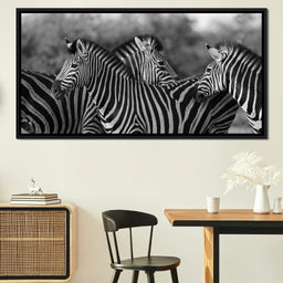 Zebra Herd in Black & White - NicheCanvas