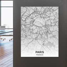 Map of Paris, France - NicheCanvas