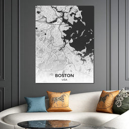 Map of Boston, USA - NicheCanvas