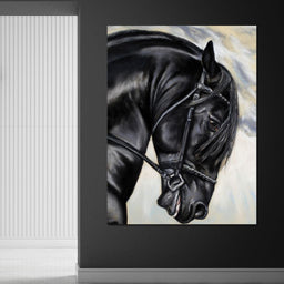 Black Friesian Horse - NicheCanvas