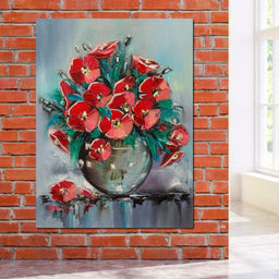 Vase with Poppies - NicheCanvas