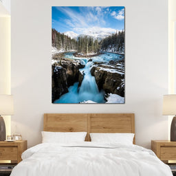 Snowy Sunwapta Falls - Lucas Moore - NicheCanvas