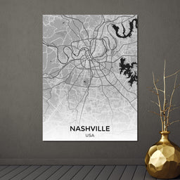 Map of Nashville, USA - NicheCanvas