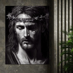 Black & White Jesus Portrait - Neal Hackett - NicheCanvas