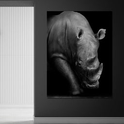 Black and White Rhino - NicheCanvas