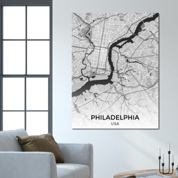 Map of Philadelphia, USA - NicheCanvas