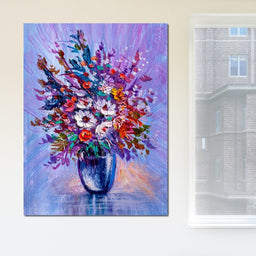 Multicolored Flowers Bouquet - NicheCanvas