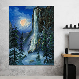 Moonlight Waterfall - Frank Kecskes - NicheCanvas
