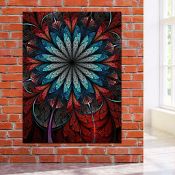  Red Shade Fractal Flower - NicheCanvas