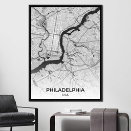 Map of Philadelphia, USA - NicheCanvas